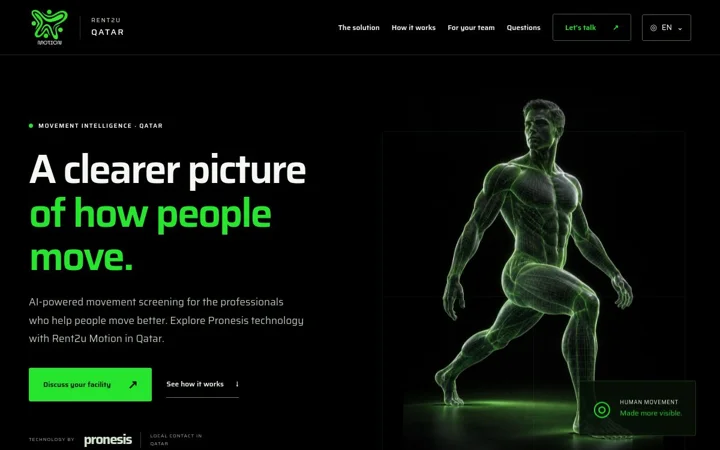 Motion Qatar, a real website designed and built by Huss